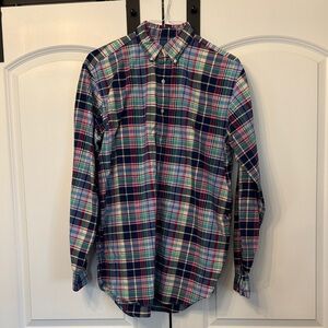 LT - Polo Ralph Lauren Men's Oxford Navy, Rose, and Green Plaid Shirt